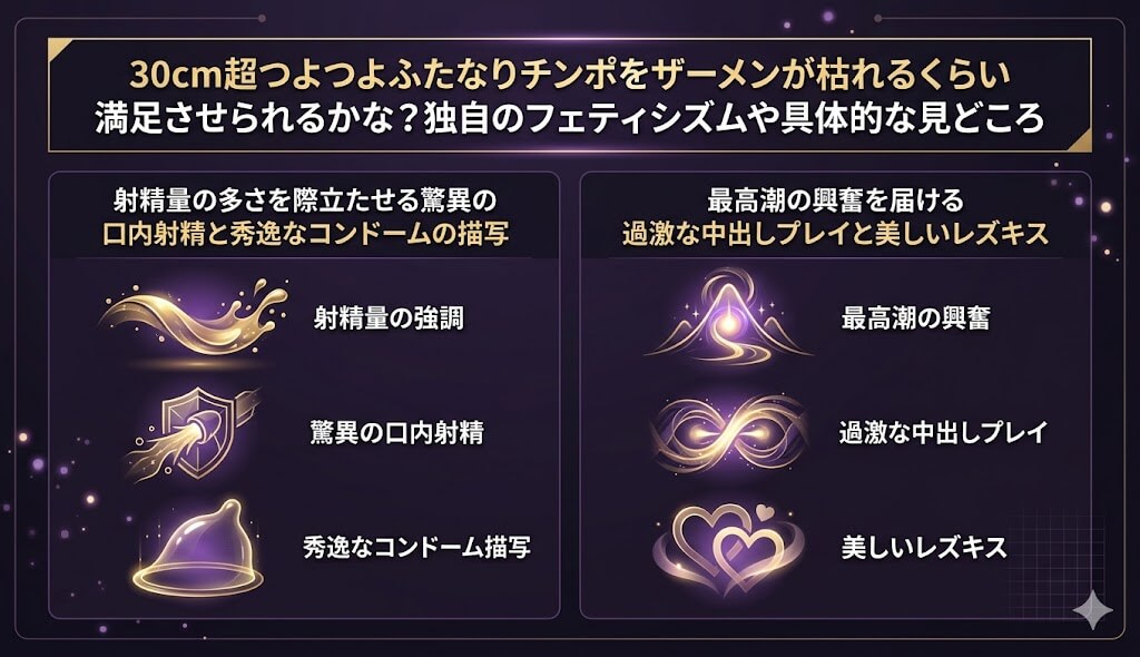30cm超つよつよふたなりチンポをザーメンが枯れるくらい満足させられるかな？の過激な見どころやフェティシズムを表現したイメージ画像