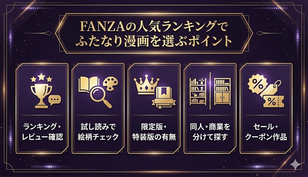 FANZAの人気ランキングでふたなり漫画を選ぶポイントのイメージ画像