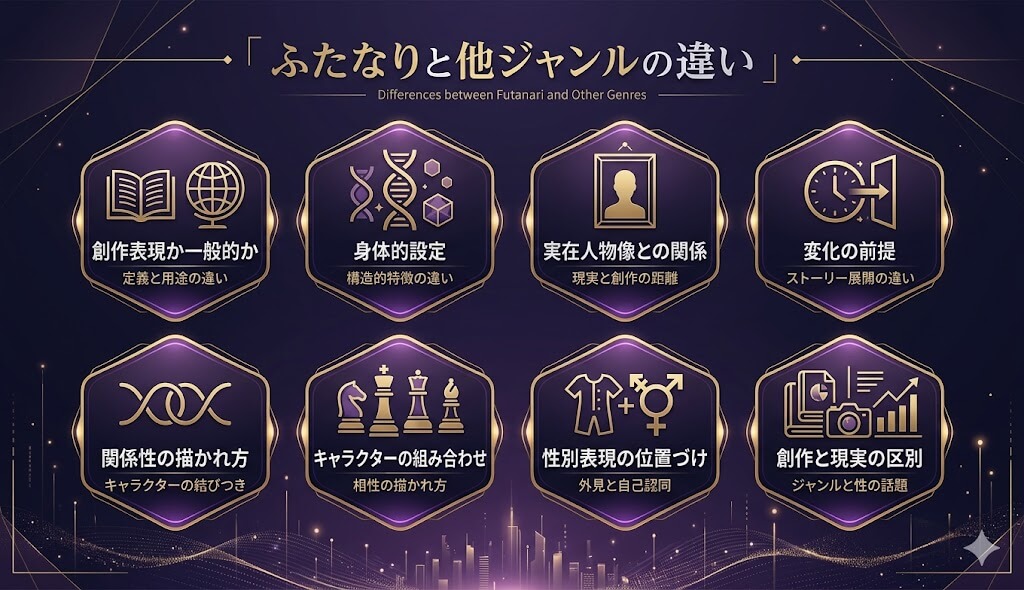 ふたなりと他ジャンルの違いを解説するイメージ画像
