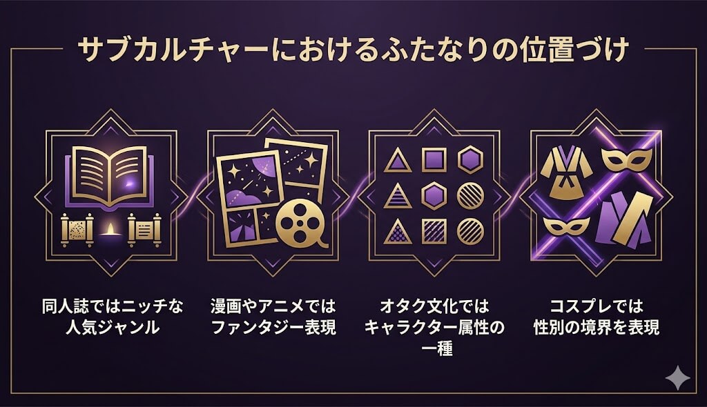 サブカルチャーにおけるふたなりの位置づけを解説するイメージ画像